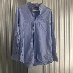 Chaps iconic poplin 100% cotton Blue Button Up Dress Shirt